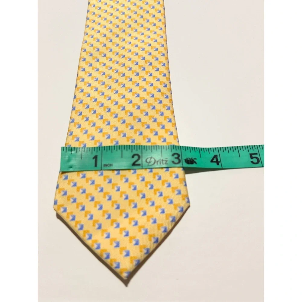 Michael Kors Silk Tie Sz OS‎ Yellow Blue Geometric Diamond Pattern Professional